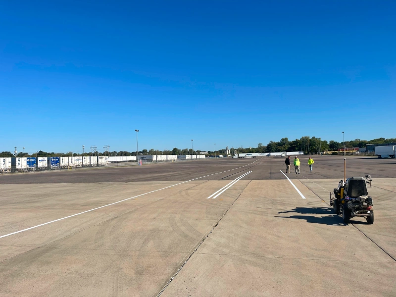 Open Lot Striping in Progress
